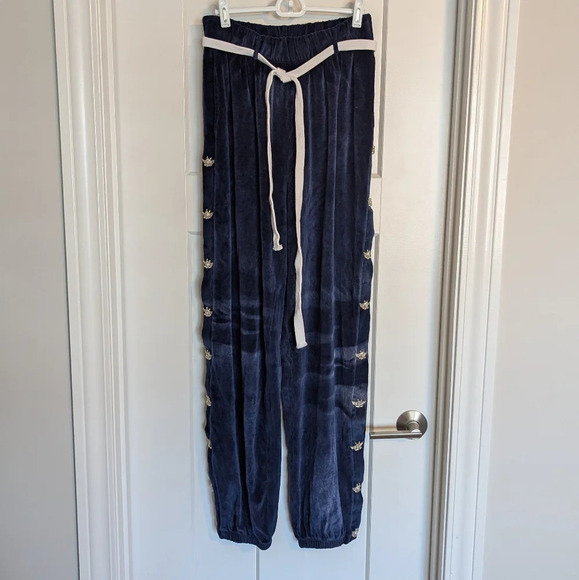 Boys Lie XL Navy Oh Snap Velour Sweatpants - Piece of Reign - Hand-dyed - Angel - Picture 2 of 8